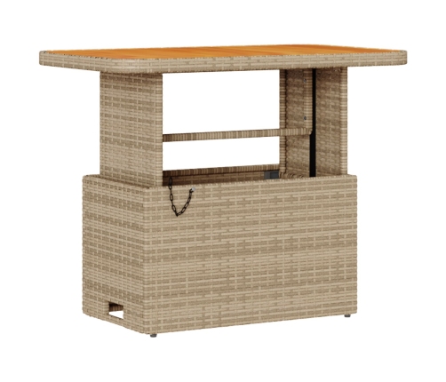 Juego de Comedor de Jardín de 3 Piezas con Cojines Beige Ratán Sintético Acacia