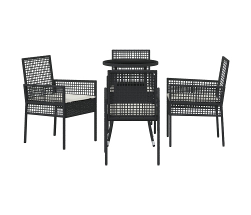 Juego de Comedor de 5 Piezas Negro Poliratán