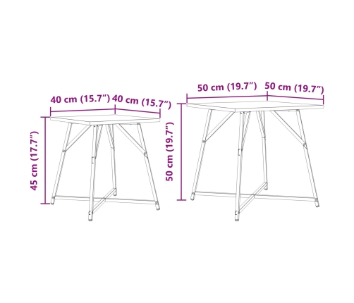 Mesa Auxiliar  2 pcs Gris Sonoma de Madera y Metal