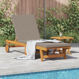Tumbona con Ruedas  + Mesa y Cojín de Madera de Acacia