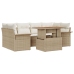 Conjunto de sofá de jardín de 7 piezas con cojines Beige Ratán Acacia