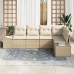 Conjunto de Sofá de Jardín de 5 Piezas con Cojines Beige Ratán Poli