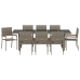 Conjunto de Comedor de Jardín de 9 Piezas  en Polirratán Gris