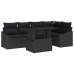 Conjunto de Sofá de Jardín Juego de 6 Negro Ratán, Poliéster