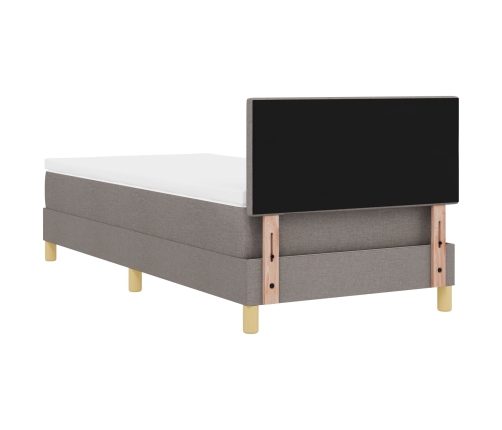 Cama Box Spring  con Colchón y LED Taupe 100x200 cm Tela