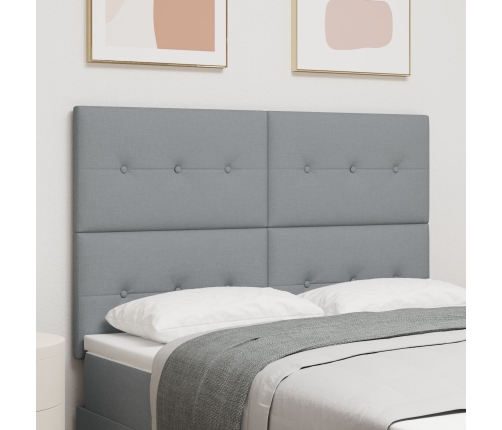 Cabecero  con botones acolchados en gris claro de 160 cm de tela