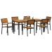 Juego de Comedor de Jardín Set de 7 Negro, Madera Natural