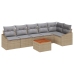 Conjunto de Sofá de Jardín de 7 Piezas con Cojines Beige Poliratán Acacia