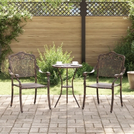 Sillas de jardín  2 pcs de aluminio fundido color bronce