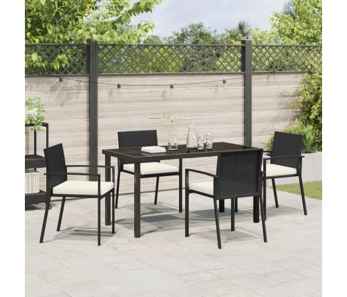 Conjunto de Comedor de Jardín  de 5 Piezas en Negro de Poliratán