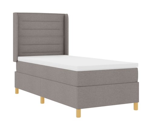 Cama con somier  y colchón Taupe 100x200 cm Tela