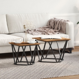 Mesa de Café  Madera Reciclada Metal, Madera Mediana Elegante