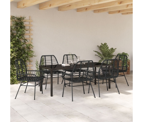 Juego de Comedor de Jardín  de 7 Piezas Poliratán Negro
