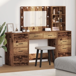 Set de Tocador de 3 Piezas  con LED Madera Antigua Madera Elaborada