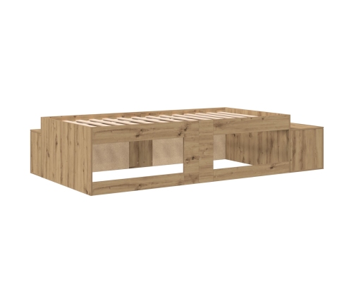 Estructura de cama de almacenamiento Roble artesanal 90 x 190 cm