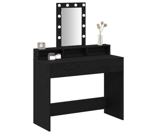 Mesa de tocador  con luces LED, Roble Negro, 100x41x140 cm