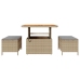 Conjunto de Jardín de Comedor de 3 Piezas con Cojines Beige de Poliratán y Acacia
