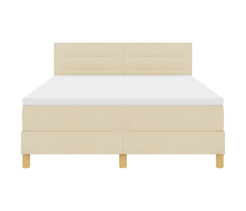 Cama con Box Spring y Colchón Crema 140x190 cm Tela
