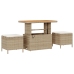 Juego de Comedor de Jardín de 3 Piezas con Cojines Beige Ratán Sintético Acacia