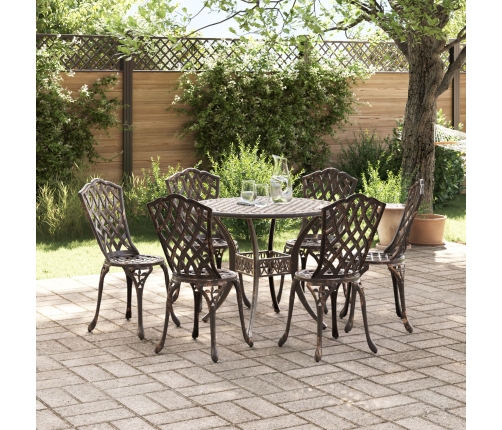 Conjunto de Comedor de Jardín de 7 Piezas de  en Aluminio Fundido Bronce