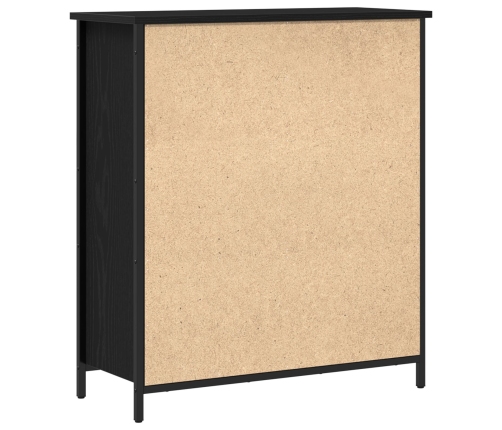 Aparador Negro de Roble 70x30x80 cm de Madera Ingenierizada y Acero