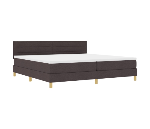 Cama con Box Spring  con Colchón Marrón Oscuro 200x200 cm Tela