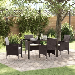 Conjunto de Comedor de Jardín  de 5 Piezas Marrón Poliratán