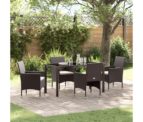 Conjunto de Comedor de Jardín  de 5 Piezas Marrón Poliratán