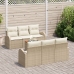 Conjunto de Sofá de Jardín de 7 Piezas con Cojines Beige Poliratán Acacia
