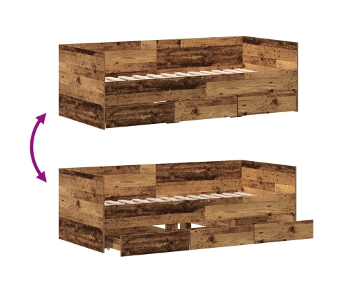 Cama Nido Rústica de  Madera Vieja Madera Elaborada 90 x 200 cm