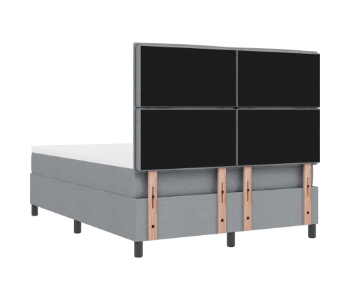Cama con Box Spring  con Colchón Gris Claro 140x190 cm Tela
