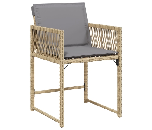 Conjunto de Comedor de Jardín  de 9 Piezas con Cojines Beige Ratán Poliéster