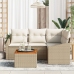 Conjunto de Sofá de Jardín de 5 Piezas con Cojines Beige Ratán Poliratán Acacia