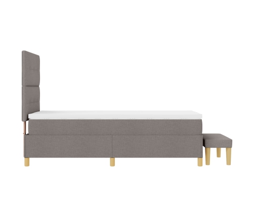 Cama con Somier  con Colchón y Banco Taupe 100x200 cm Tela
