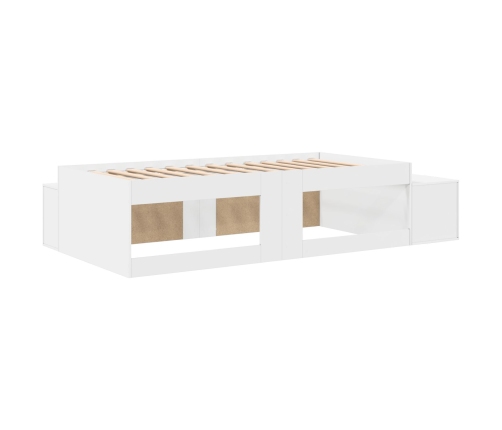 Cama  Blanca Madera de calidad 90 x 190 cm Con almacenamiento