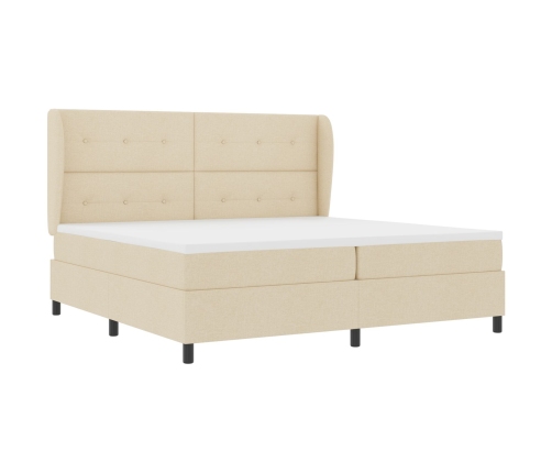Cama con somier y colchón  - Crema, 200x200 cm de tela