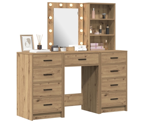 Set de Tocador de 3 Piezas  con LED en Madera Artesanal Elaborada