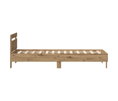 Cama  con luces LED en roble artesanal 90x190 cm de madera compuesta