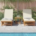 Sillones de sol  2 pcs con ruedas y cojín de madera maciza de acacia