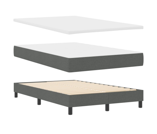 Cama con Somier con Colchón y Banco Gris Oscuro 120x200 cm Tela