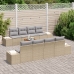 Conjunto de Sofá de Jardín de 9 Piezas con Cojines Beige Ratán Acacia