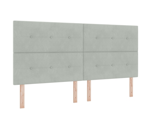 Cabecero  con Botones Acolchados Gris Claro 200 cm Terciopelo