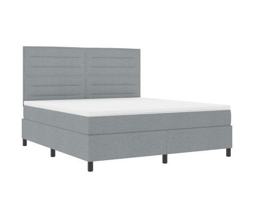 Cama con base de resortes  con colchón gris claro super king tela