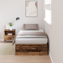 Estructura de Cama con Almacenamiento de  Madera Vieja 90x200 cm