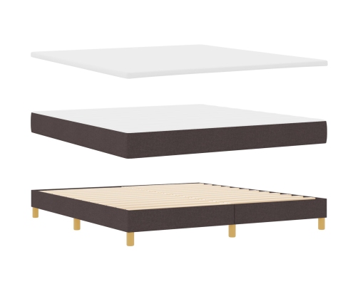 Cama con Somier y Colchón Marrón Oscuro 180x200 cm Tela