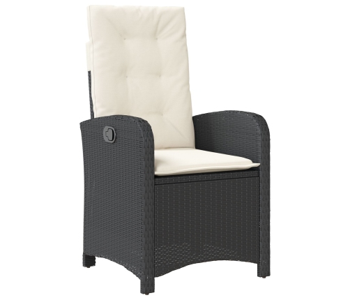 Set de comedor de jardín de 5 piezas con cojines Ratán negro