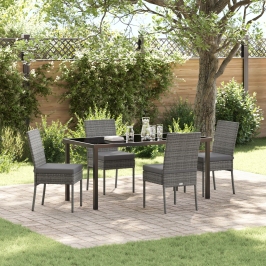 Set de Comedor de Jardín de 5 Piezas  Gris Poliratán