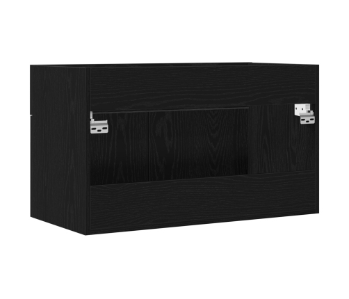 Mueble de baño  Negro Roble 90x38,5x46 cm Madera elaborada