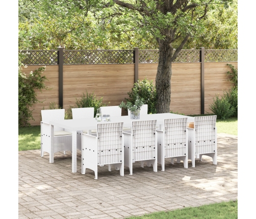 Juego de Comedor de Jardín Conjunto de 9 Blanco Poliratán