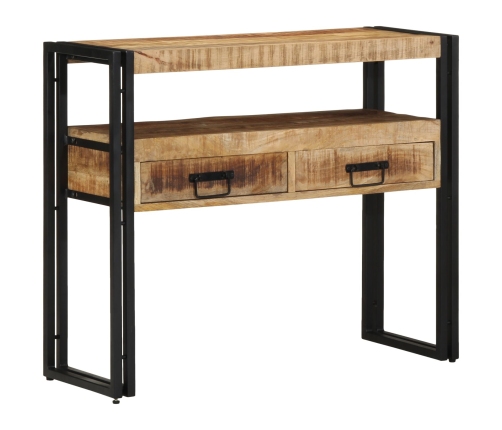 Mesas Auxiliares  Negras 90x33x75 cm de Madera Maciza de Mango y Metal